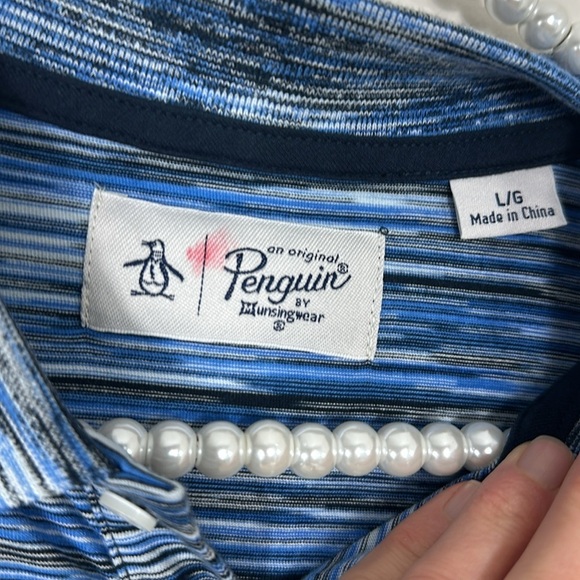 Original Penguin Blue Collared Short Sleeve Short Large NWT - Picture 2 of 7